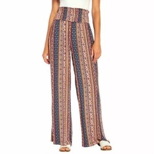 Womens Elastic Waist Pull On Wide Leg Pattern Pants XL Boho